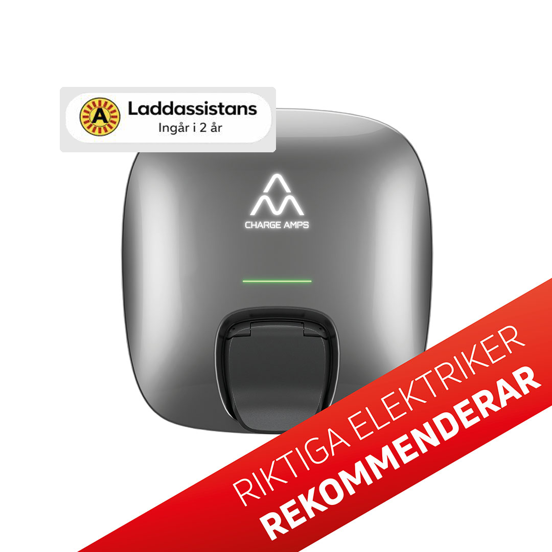 Charge Amps Luna 22 kW, silver front, inkl dynamisk lastbalansering REK